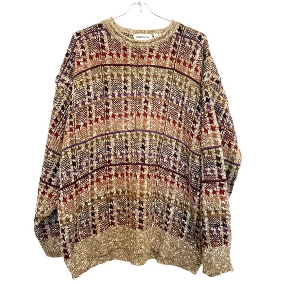 Claiborne Sweaters 9s Y2k Vintage Worn Grandpacore Oversized Cotton Ugly Sweater M Poshmark